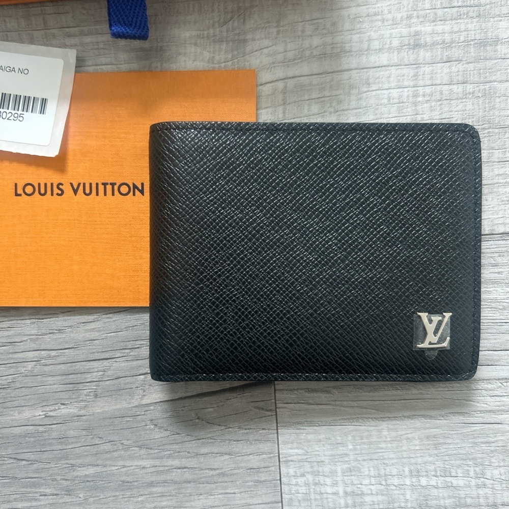 Louis Vuitton Black Card Holder with Silver Logo